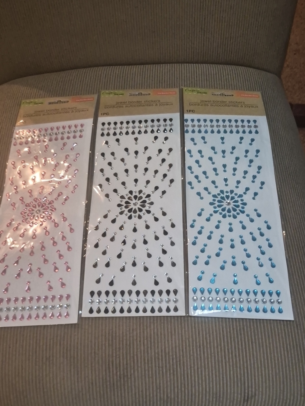 Adhesive Jewel Border Stickers - Pink, Black, Blue
